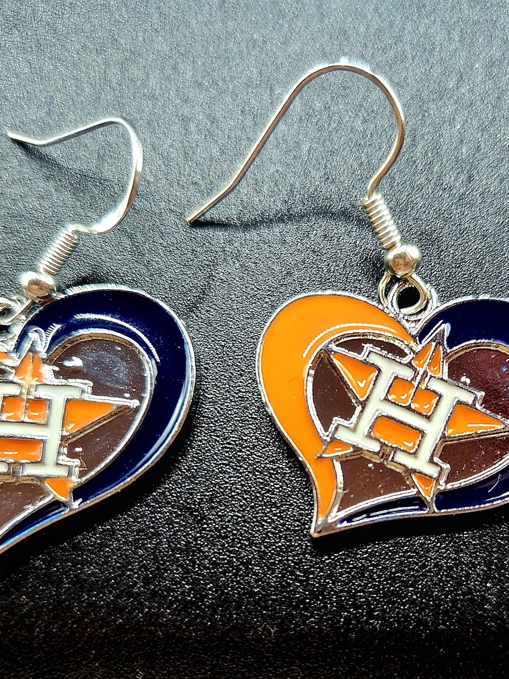 Houston Astros Dangle Earrings in Orange and Navy